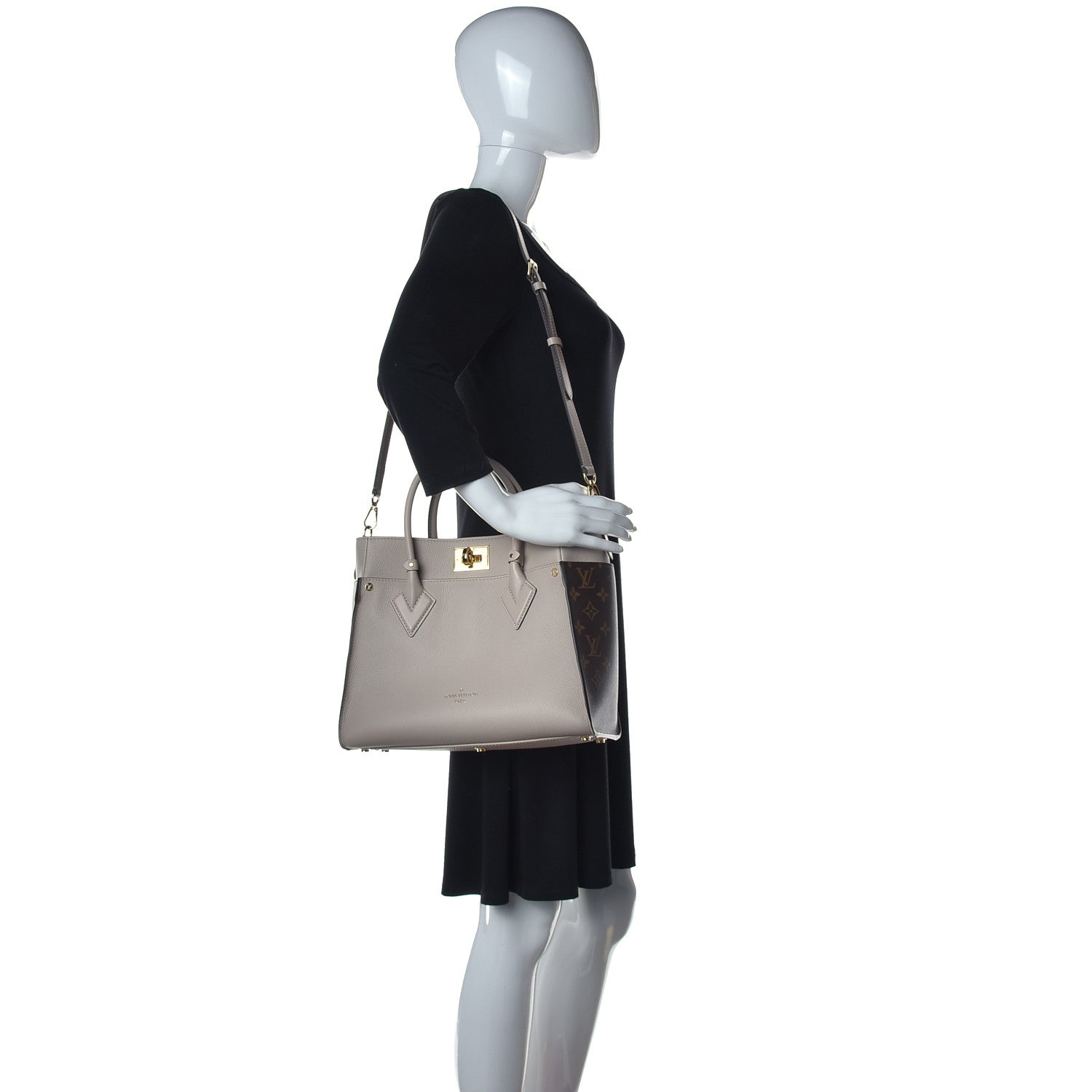 Louis Vuitton Calfskin Monogram On My Side Greige 2 of 9