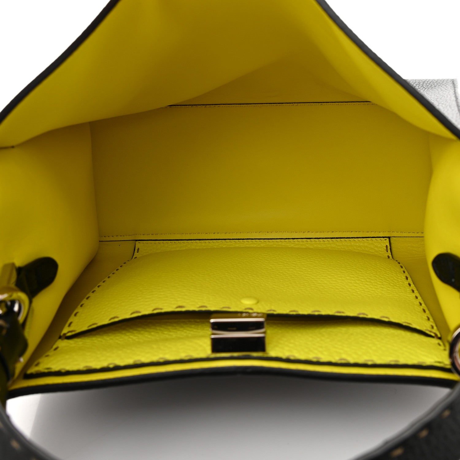 Fendi Cuoio Romano Fluo Selleria Medium Peekaboo X-Lite Black Giallo Fluo 5 of 12