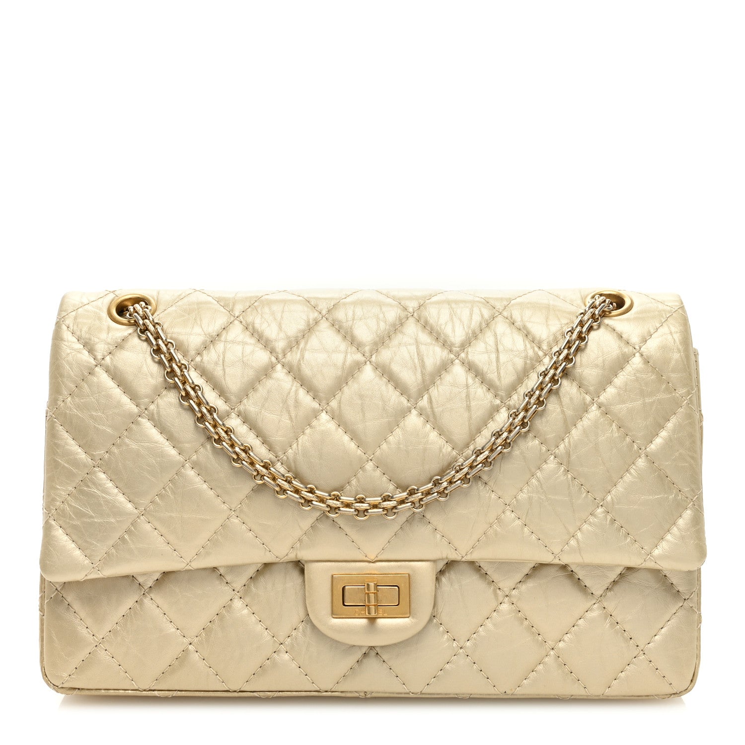 Chanel Metallic Aged Calfskin Quilted 2.55 Reissue 226 Flap Pale Gold 1 of 9