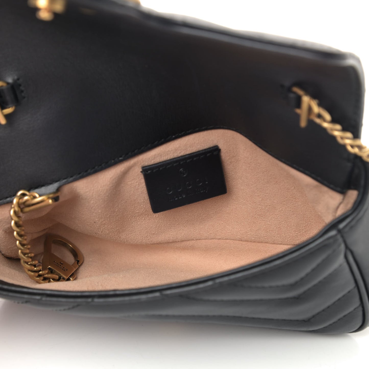 Calfskin Matelasse Super Mini GG Marmont Shoulder Bag Black