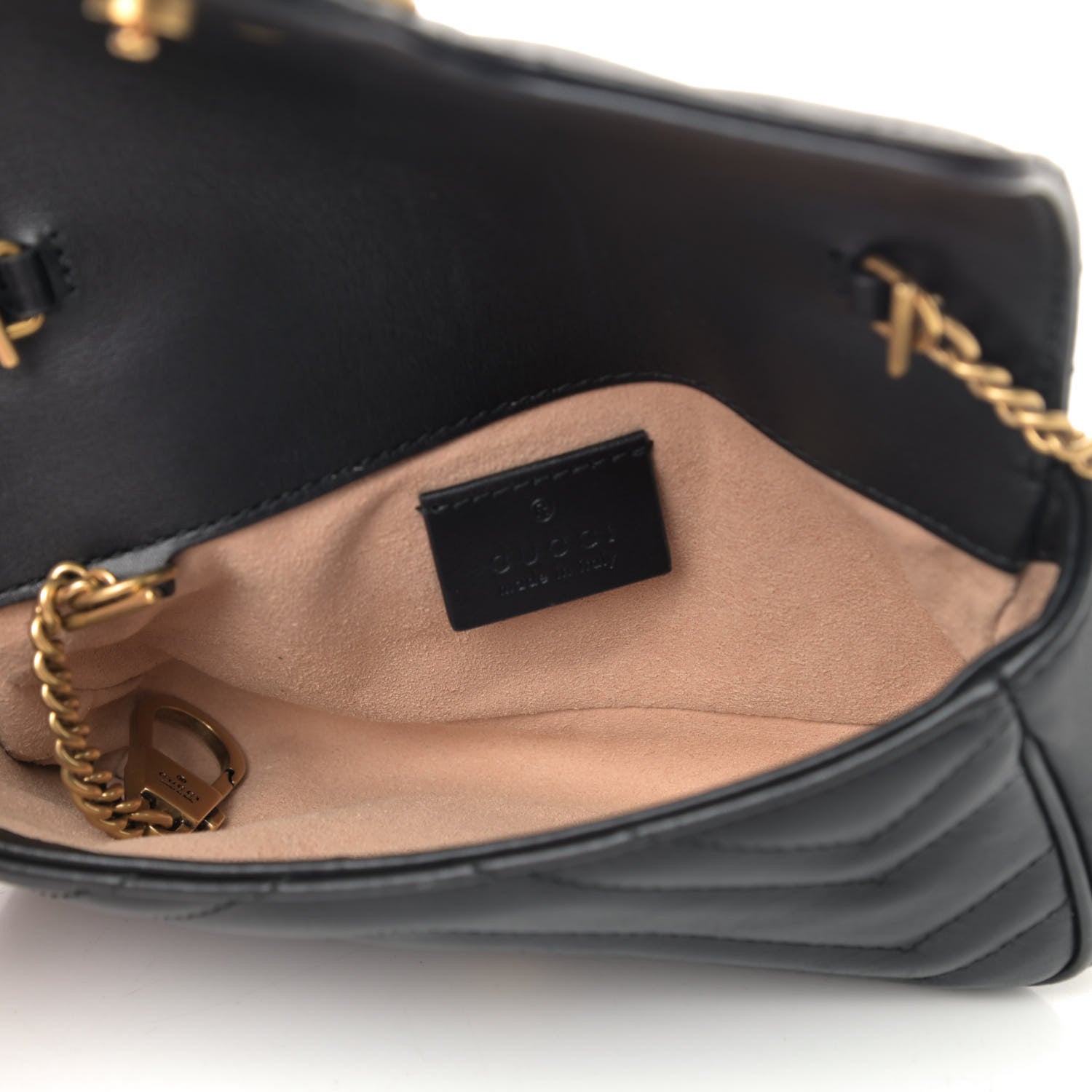 Gucci Calfskin Matelasse Super Mini GG Marmont Shoulder Bag Black 4 of 5