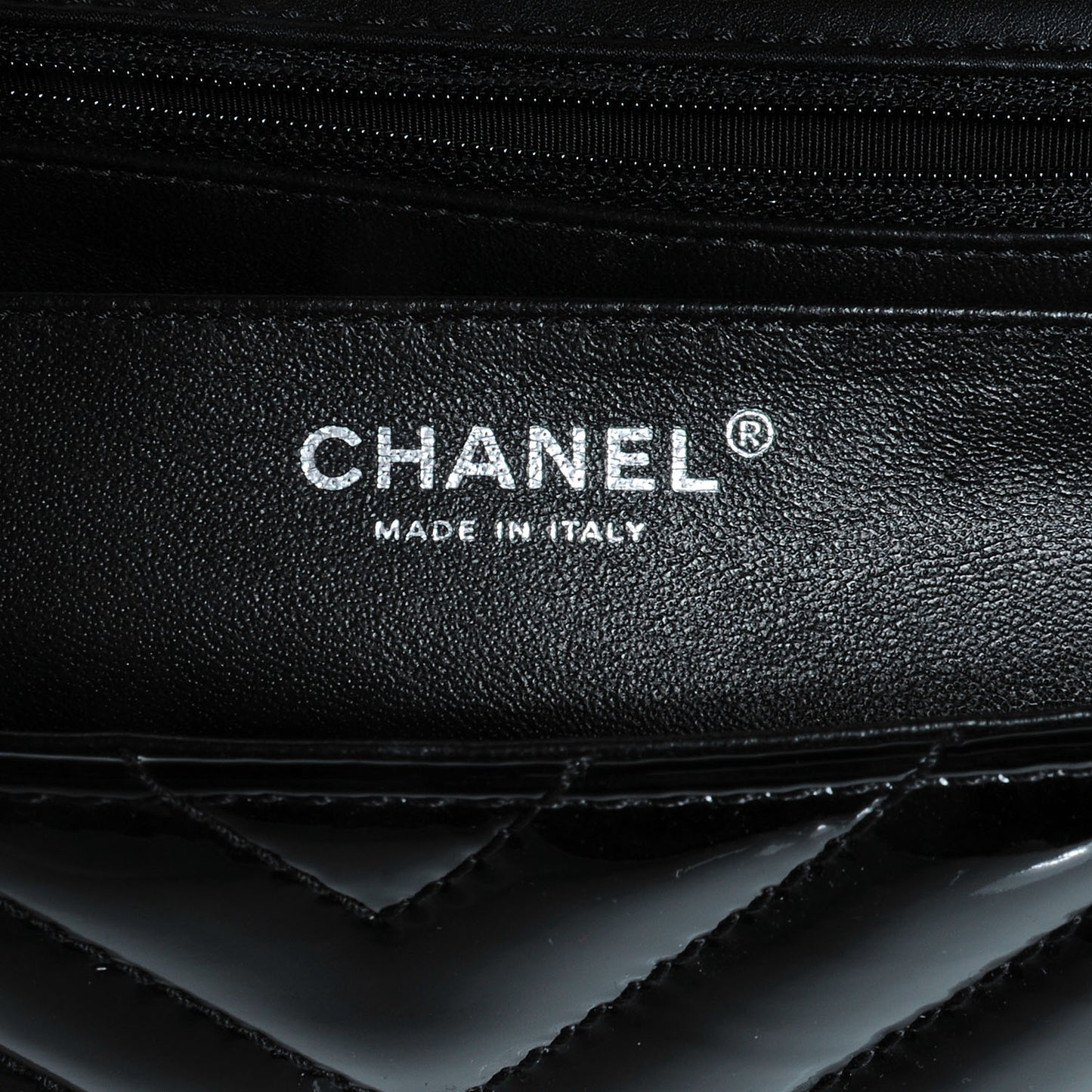 Patent Chevron Jumbo Single Flap Black