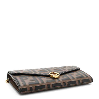 Fendi Vitello Soft F is Fendi Bi-Color FF 1974 Embossed Continental Envelope Wallet On Chain Maya Black 5 of 14