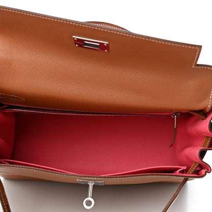 Hermes Evercolor Verso Kelly Retourne 28 Gold Rose Azalee 5 of 11