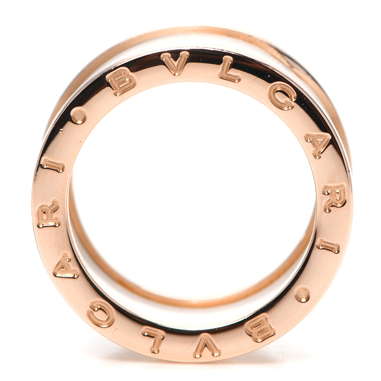 18K Rose Gold White Ceramic B.Zero1 Four-Band Ring 57 8