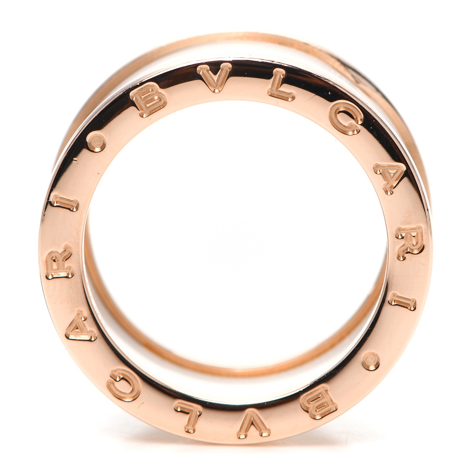 Bulgari 18K Rose Gold White Ceramic B.Zero1 Four-Band Ring 57 8 4 of 5