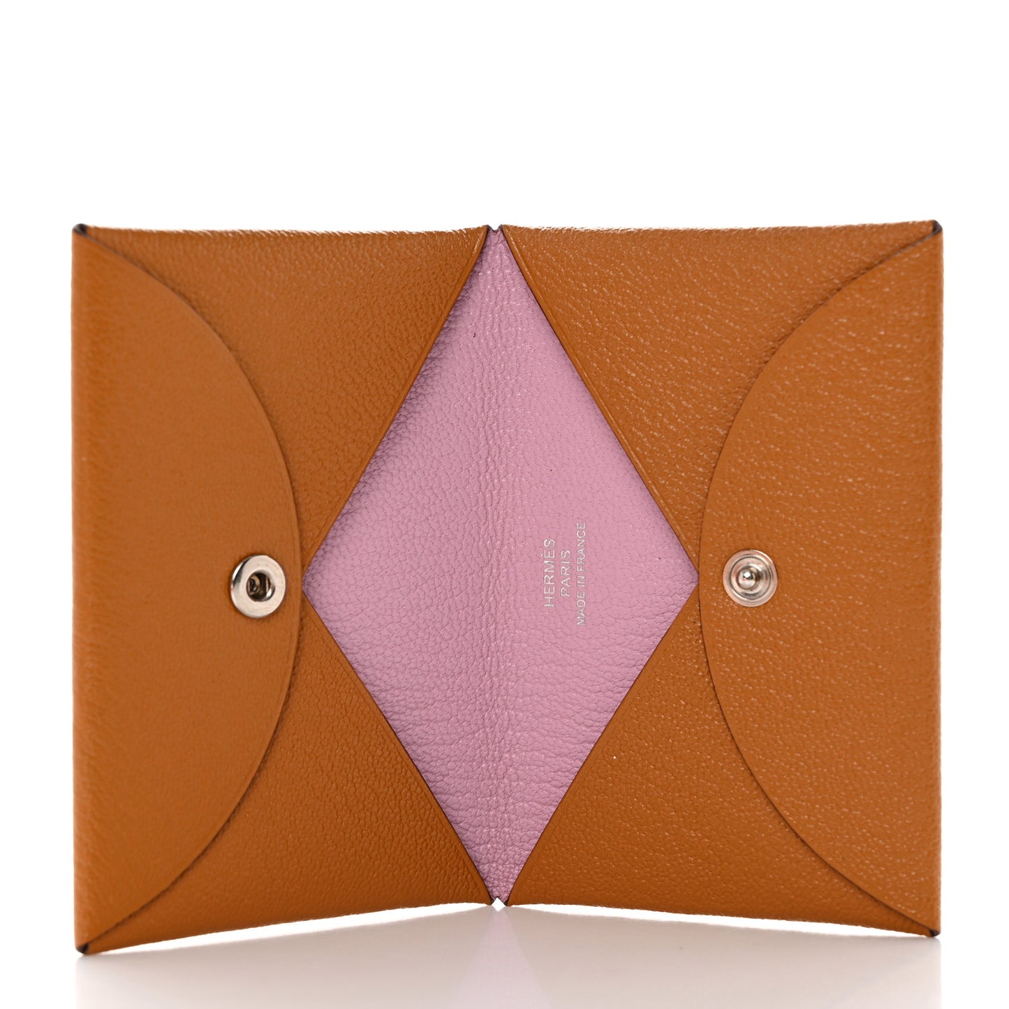 Chevre Mysore Verso Calvi Card Case Caramel Rose Sakura