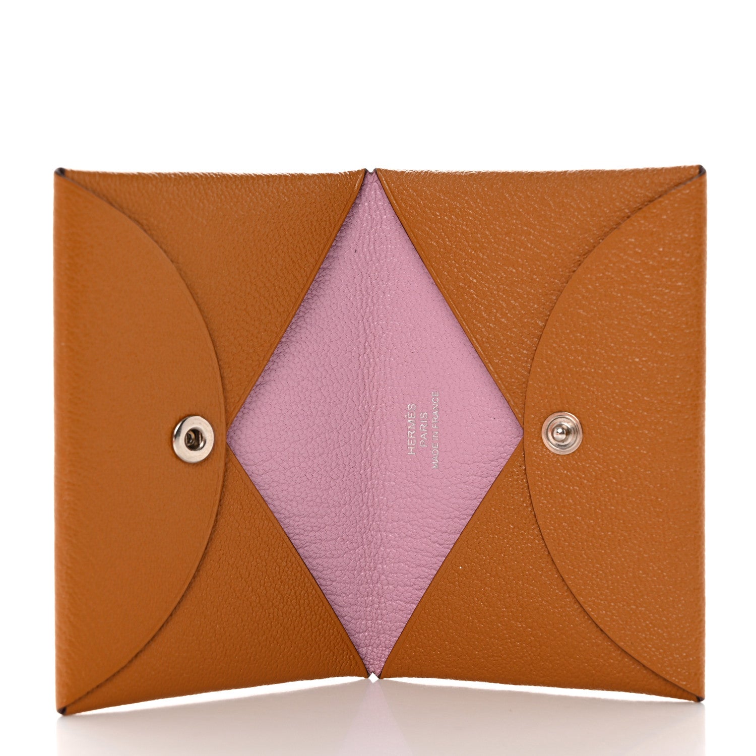 Hermes Chevre Mysore Verso Calvi Card Case Caramel Rose Sakura 5 of 8