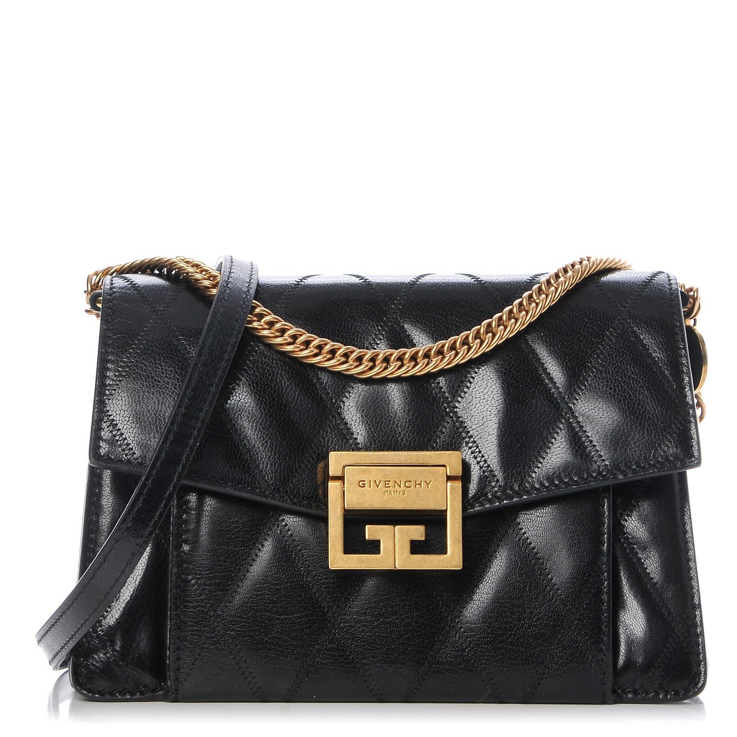 Goatskin Quilted Small GV3 Shoulder Bag Black