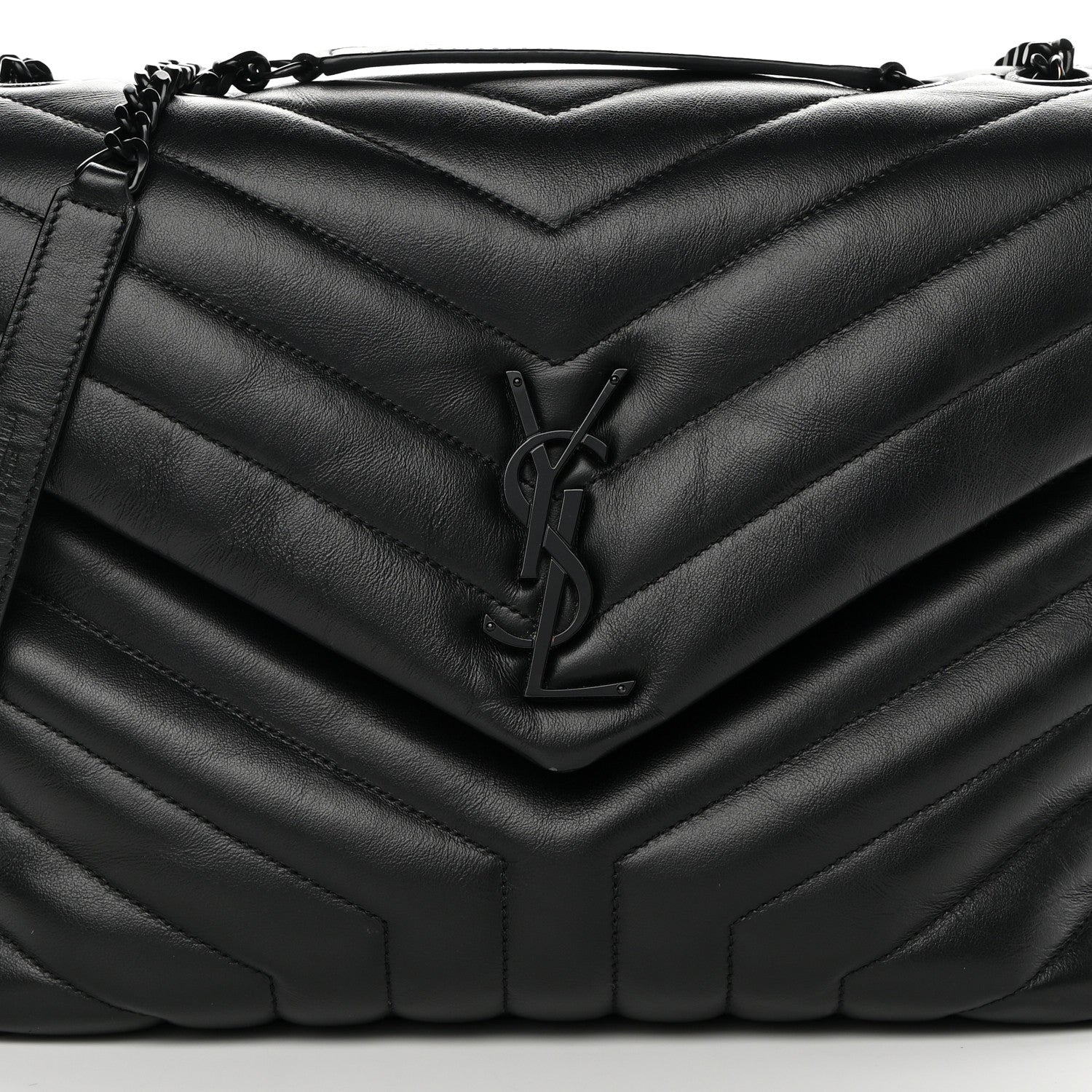 Saint Laurent Calfskin Y Quilted Monogram Monochrome Medium Loulou Chain Satchel Black 8 of 14