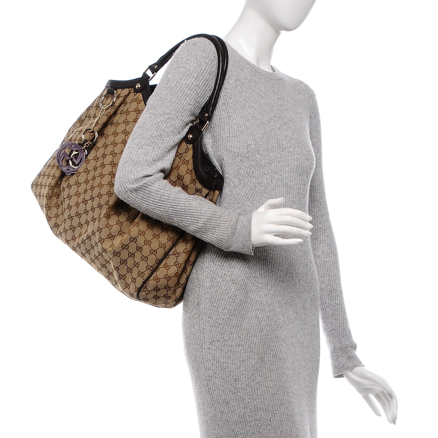 Gucci Monogram Dollar Calfskin Large Sukey Tote Beige Ebony Testa di Moro 2 of 7