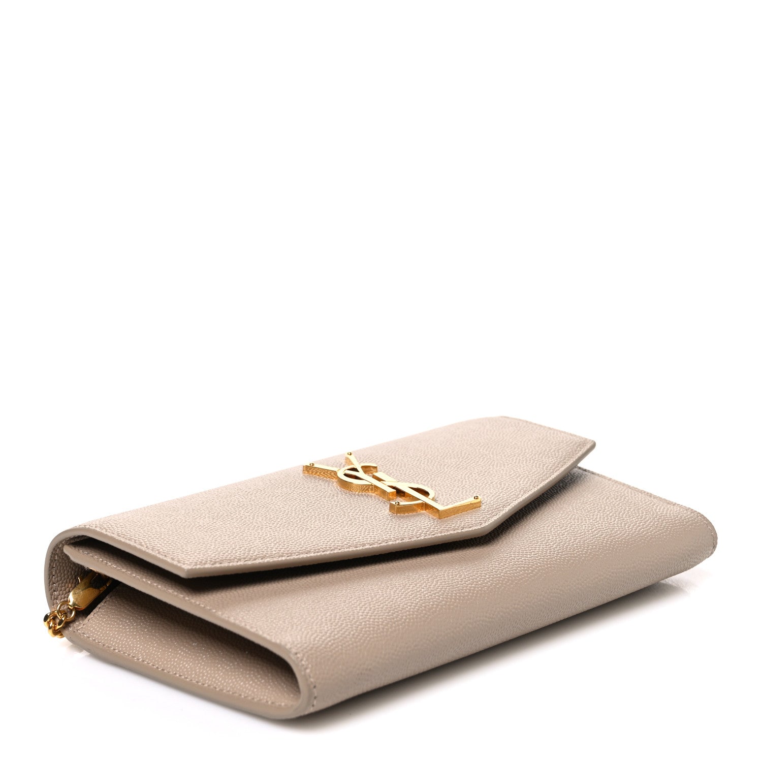 Saint Laurent Grain De Poudre Monogram Uptown Chain Wallet Dark Beige 5 of 11
