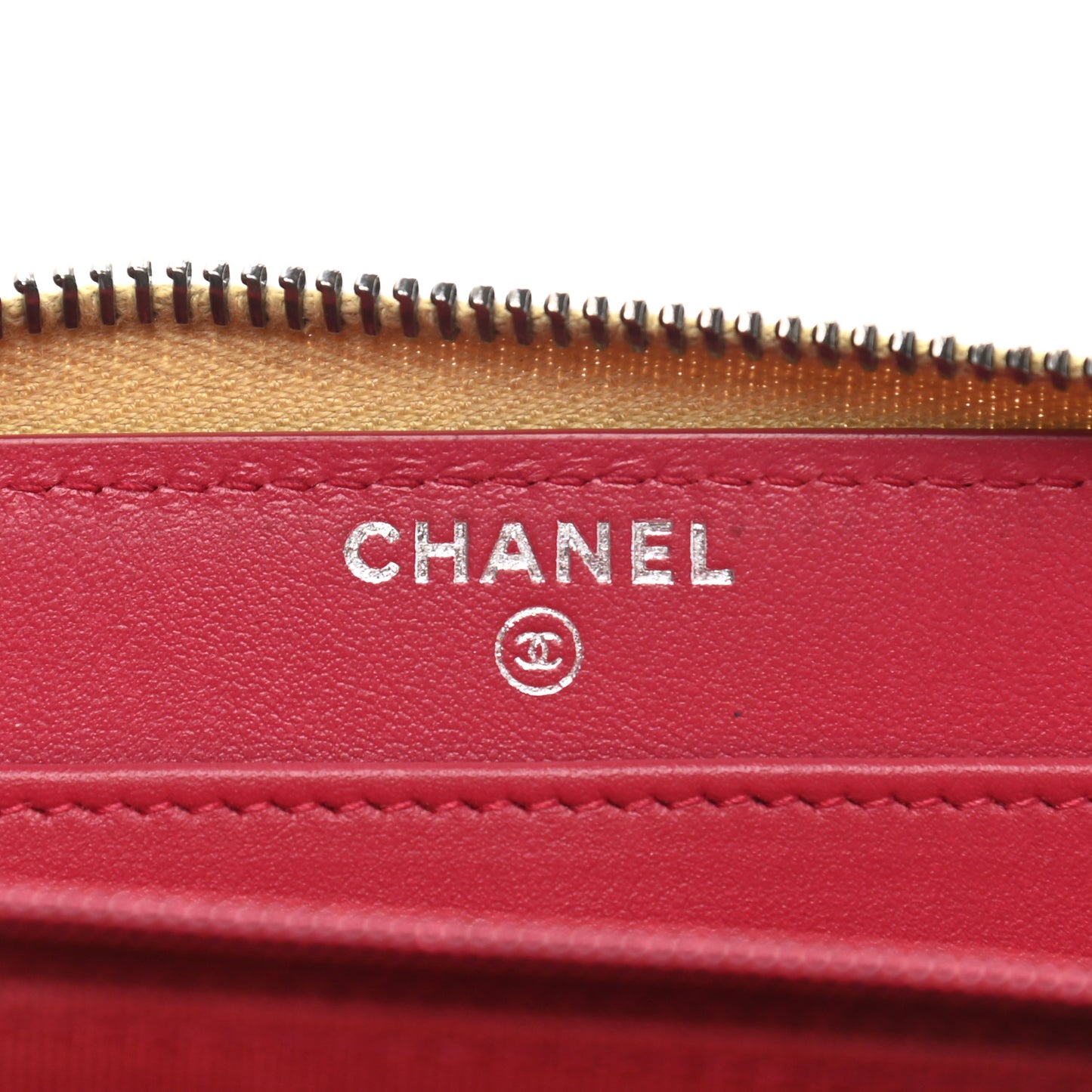 Metallic Aged Calfskin Quilted Large Gabrielle Zip Around Wallet Gold