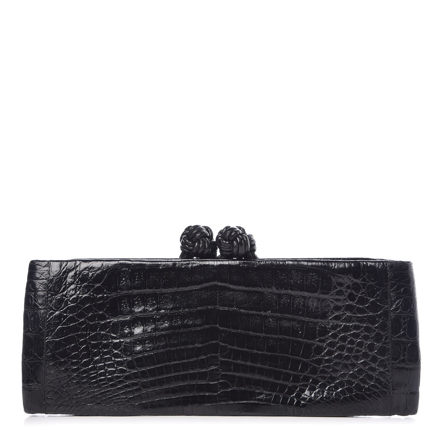 Nancy Gonzalez Glossy Crocodile Knot Top Clutch Black 1 of 6