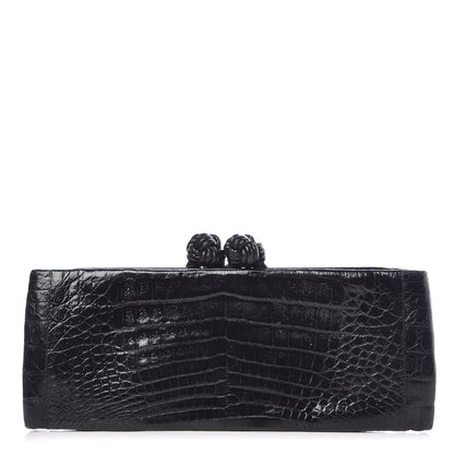 Nancy Gonzalez Glossy Crocodile Knot Top Clutch Black 1 of 6