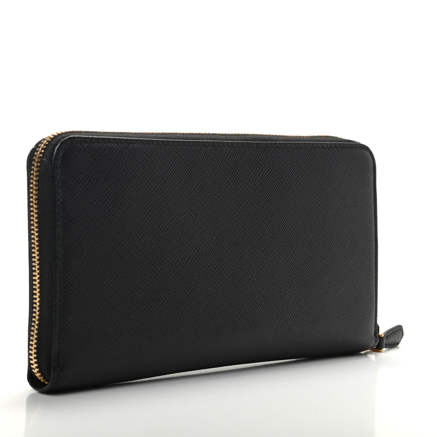 Saffiano Metal Large Zip Around Travel Wallet Black