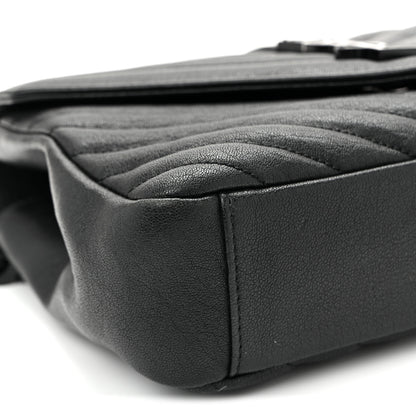 Saint Laurent Sheepskin Matelasse Chevron Monogram Monochrome Medium College Bag Black 8 of 9