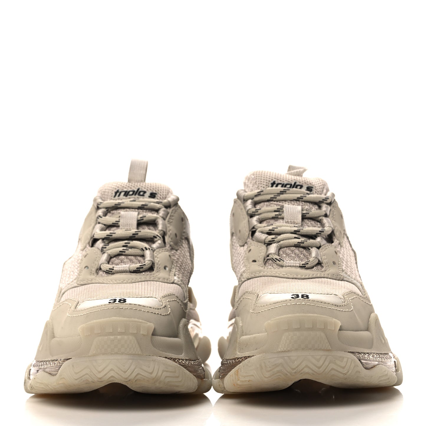 Fabric Mesh Clear Sole Womens Triple S Sneakers 38 Beige