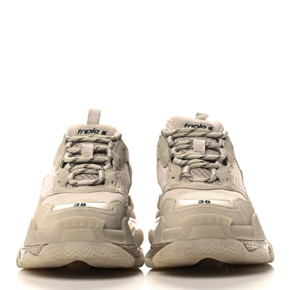 Balenciaga Fabric Mesh Clear Sole Womens Triple S Sneakers 38 Beige 2 of 11