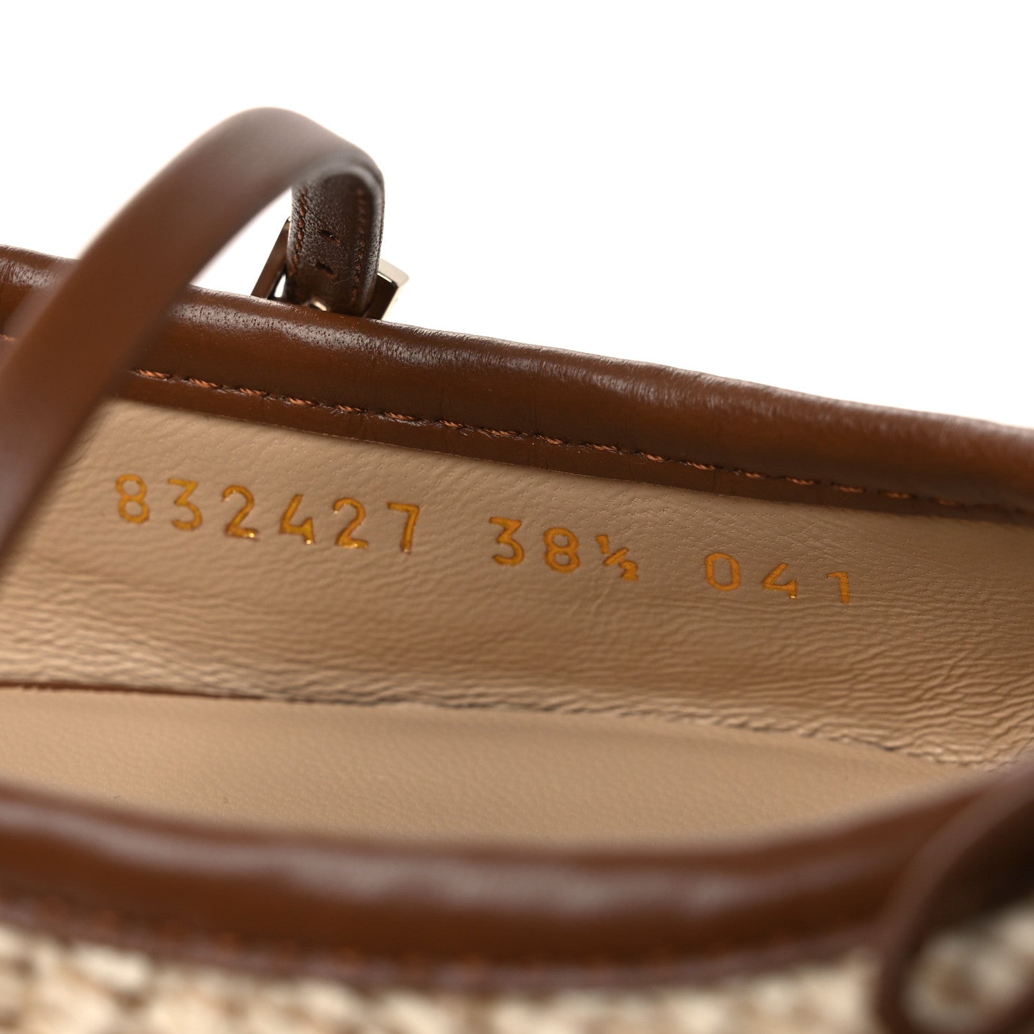 Gucci Raffia Nappa Horsebit Ballerina Flats 38.5 Natural Sundial 10 of 11