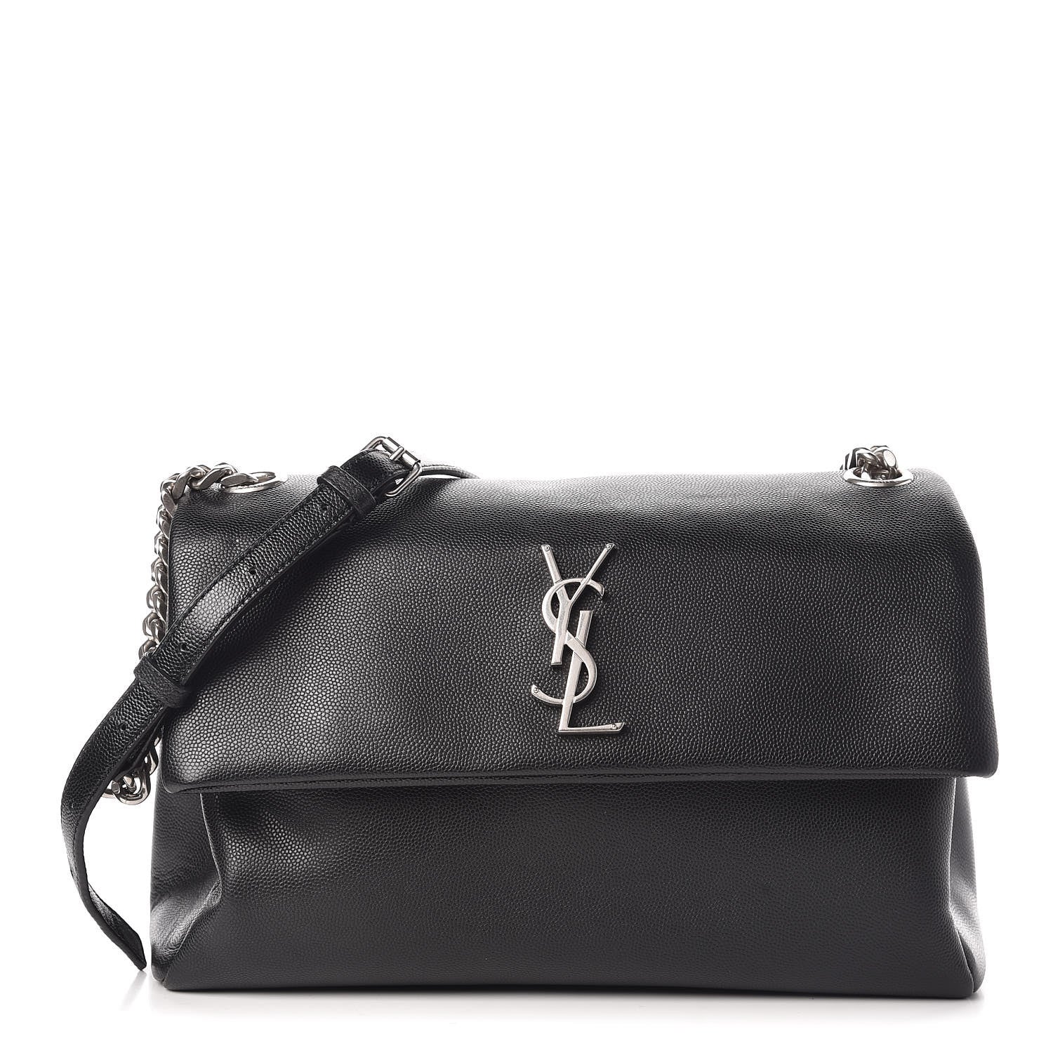 Saint Laurent Grain De Poudre Medium West Hollywood Monogram Fold-Over Black 1 of 10
