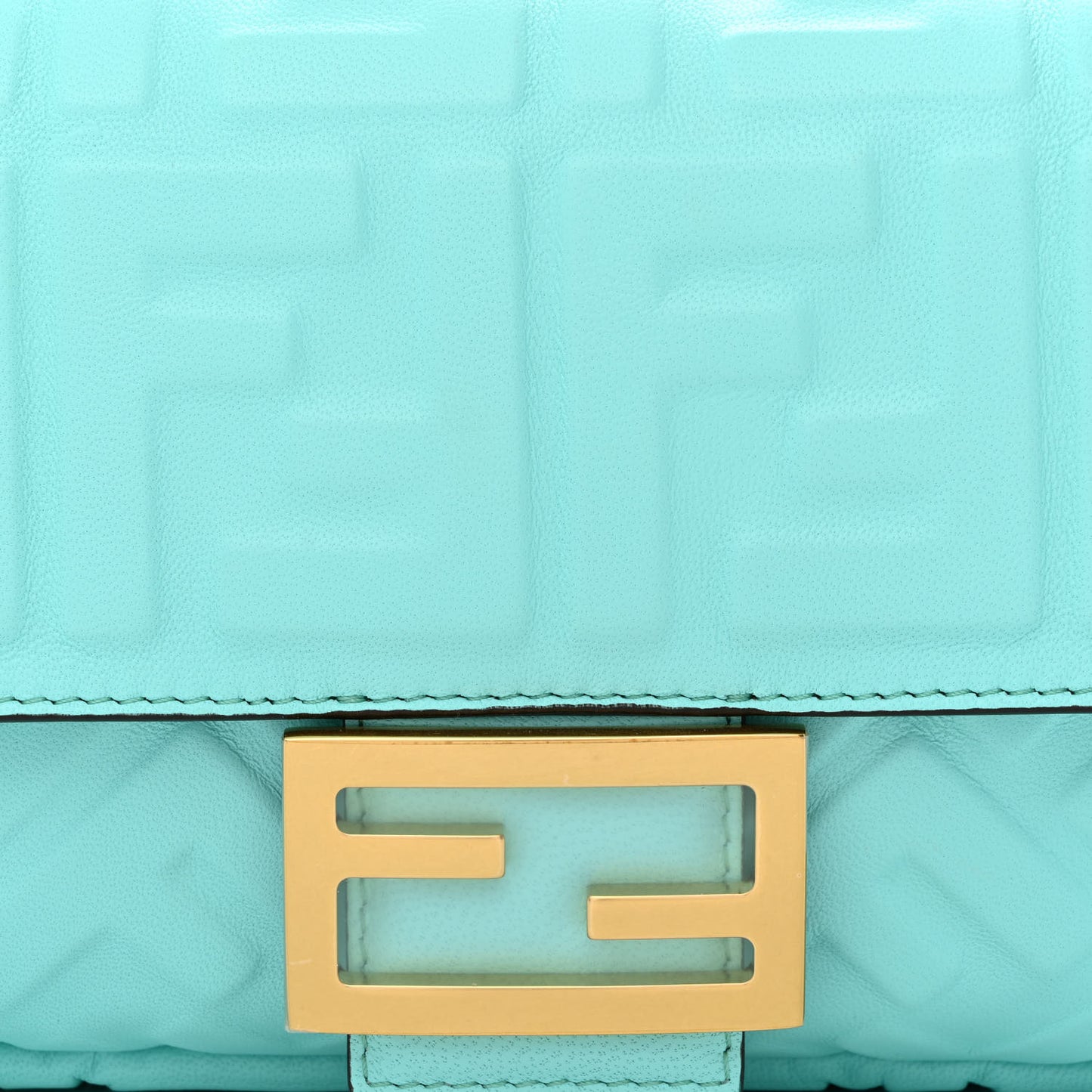 Nappa FF 1974 Embossed Baguette Spring Turquoise