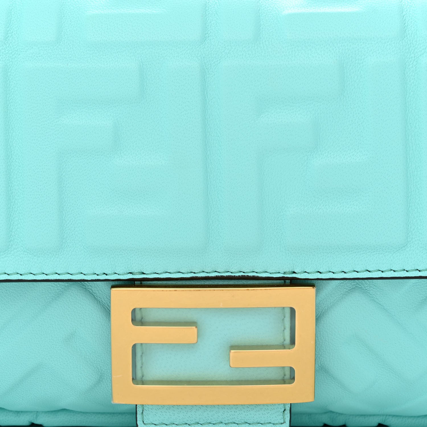 Fendi Nappa FF 1974 Embossed Baguette Spring Turquoise 7 of 10