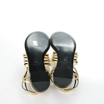 Chanel Crumpled Calfskin Camellia Pearl Thong Sandals 40 Gold 5 of 8