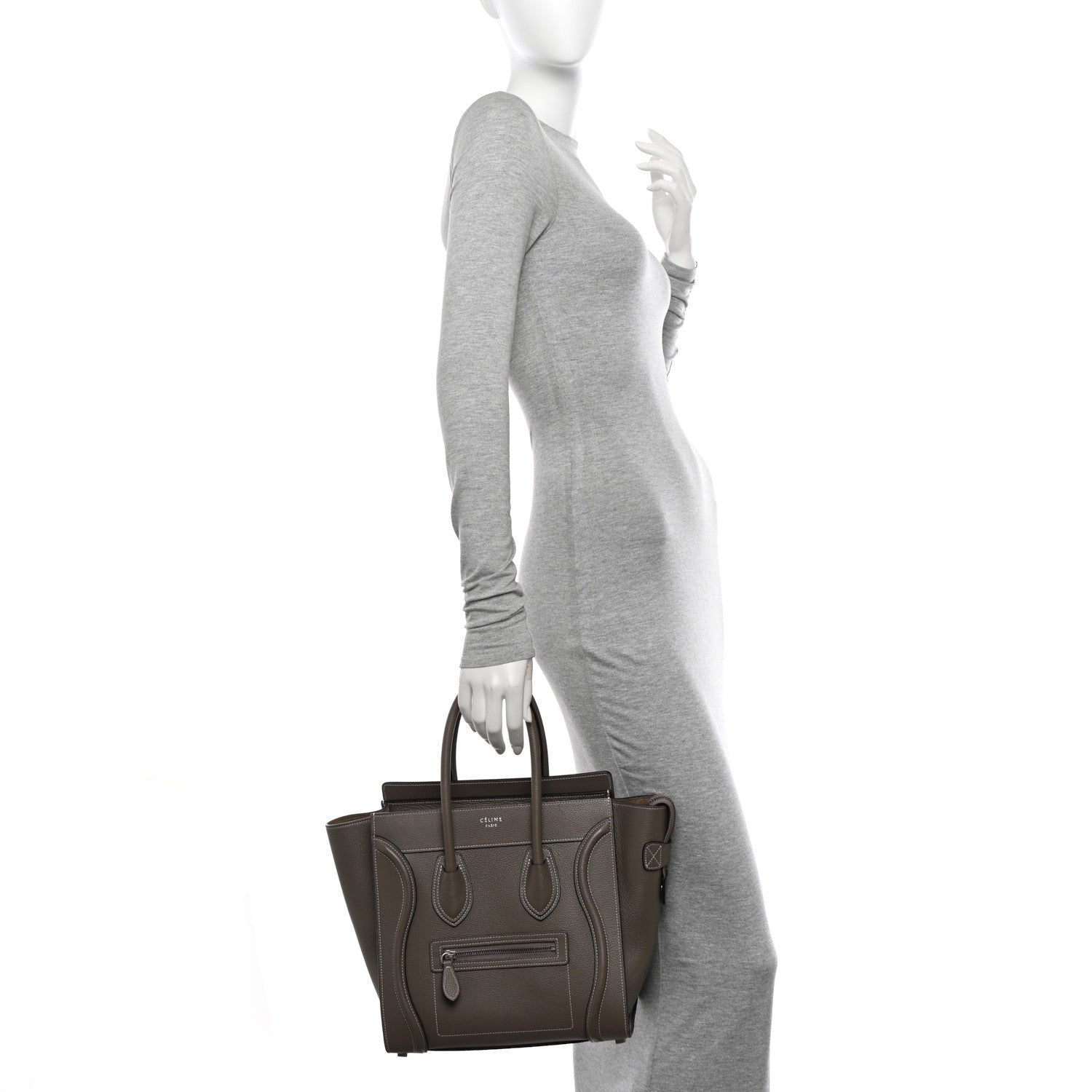 Celine Drummed Calfskin Micro Luggage Souris 2 of 10