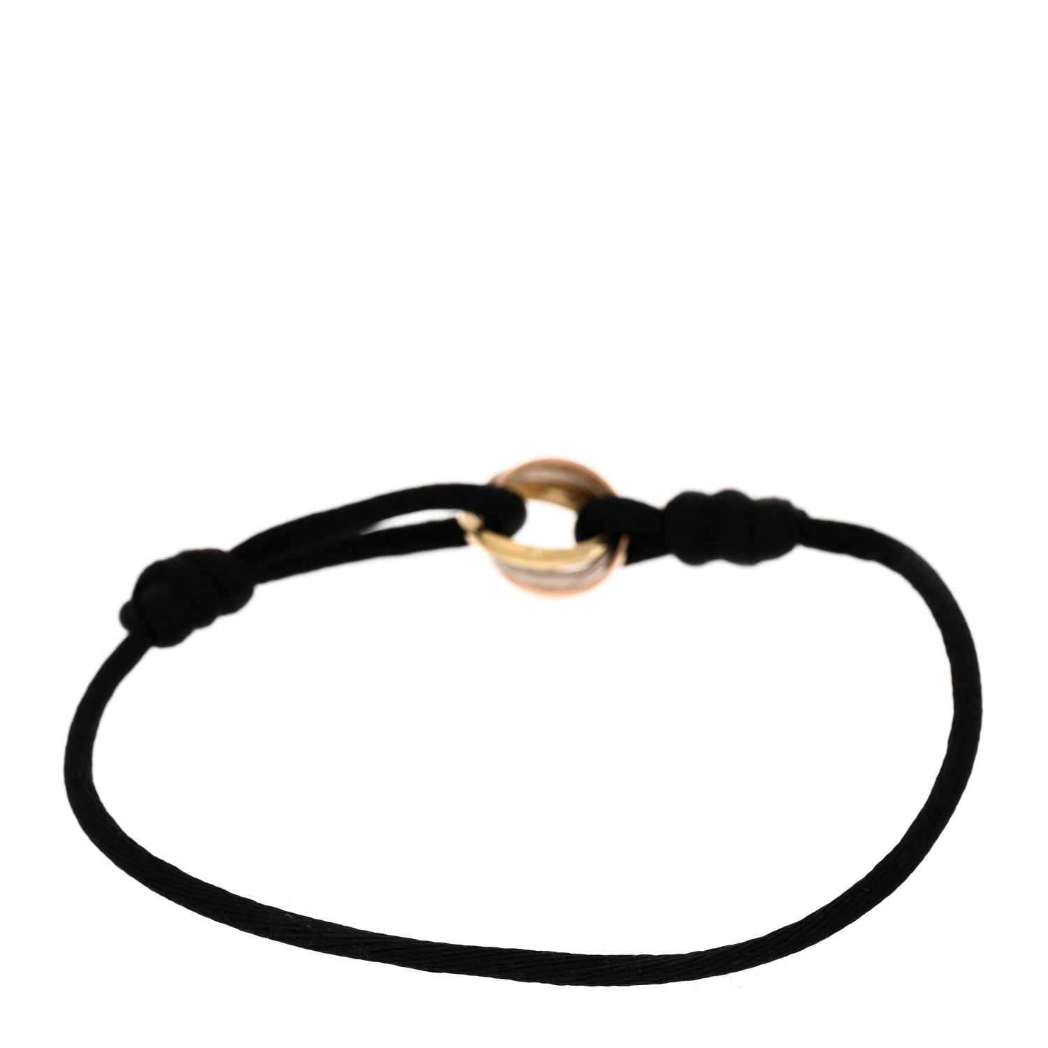 Cartier 18K Pink Yellow White Gold Trinity Adjustable Cord Bracelet Black 2 of 4