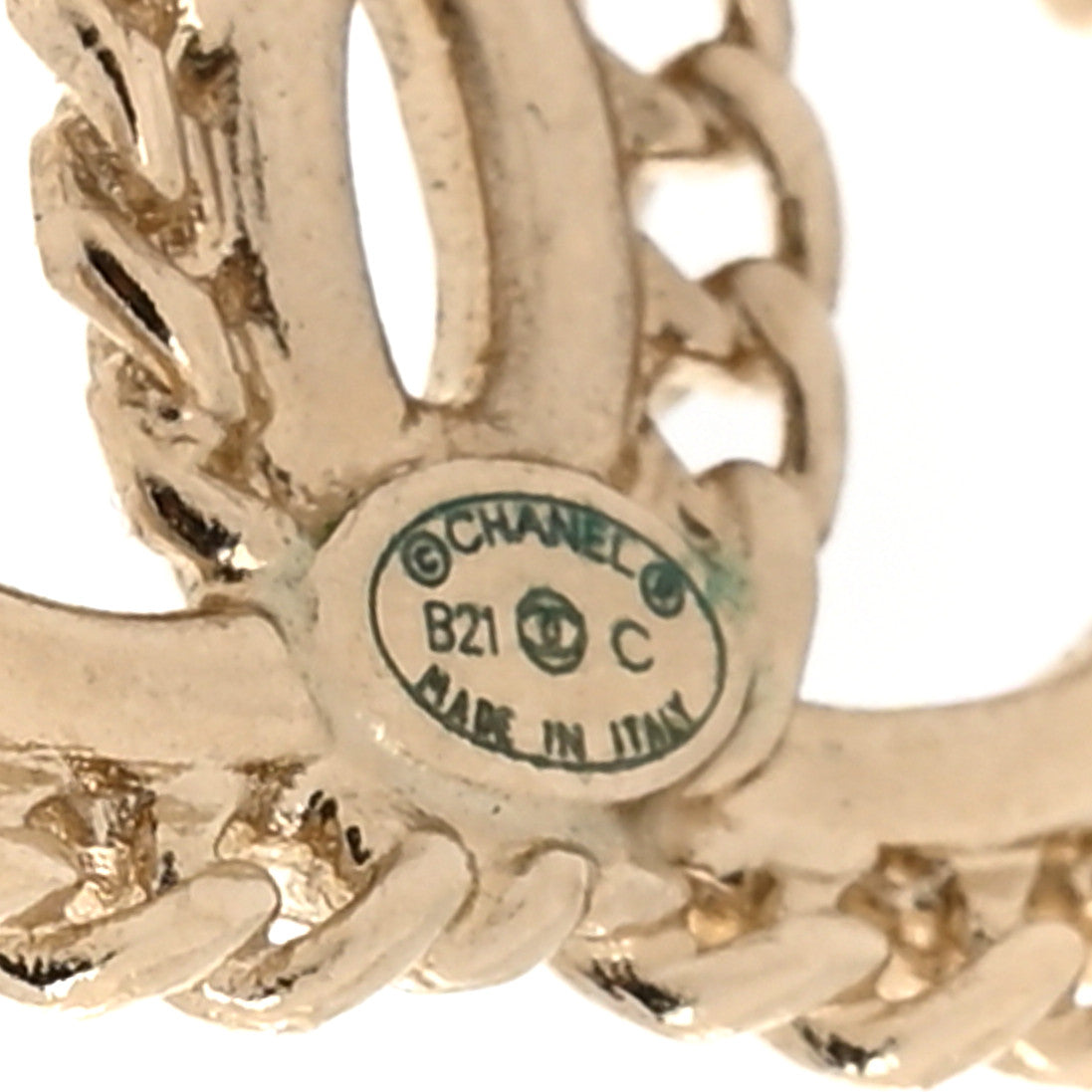 Crystal Chain CC Stud Earrings Gold