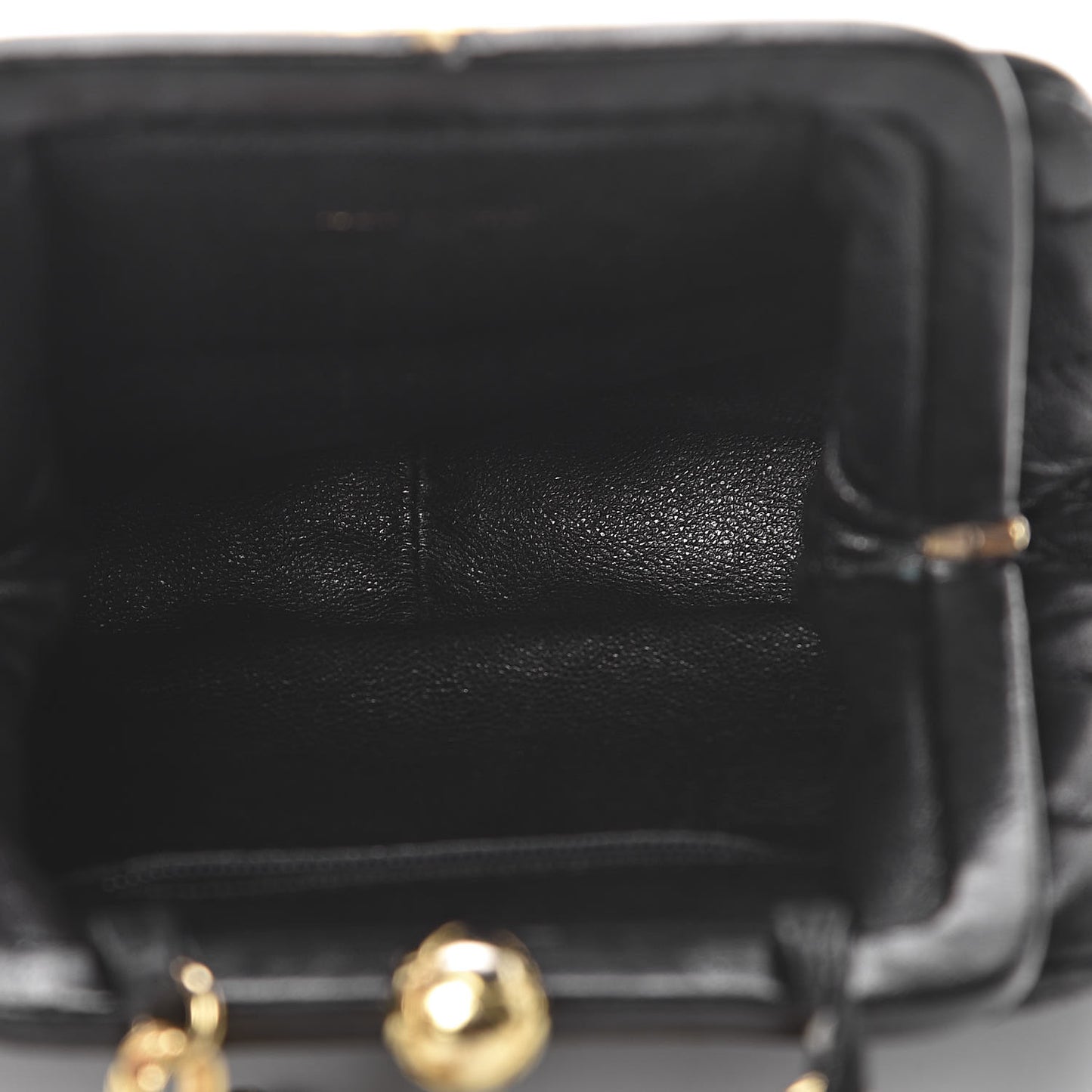 Lambskin Quilted CC Small Kisslock Evening Bag Black