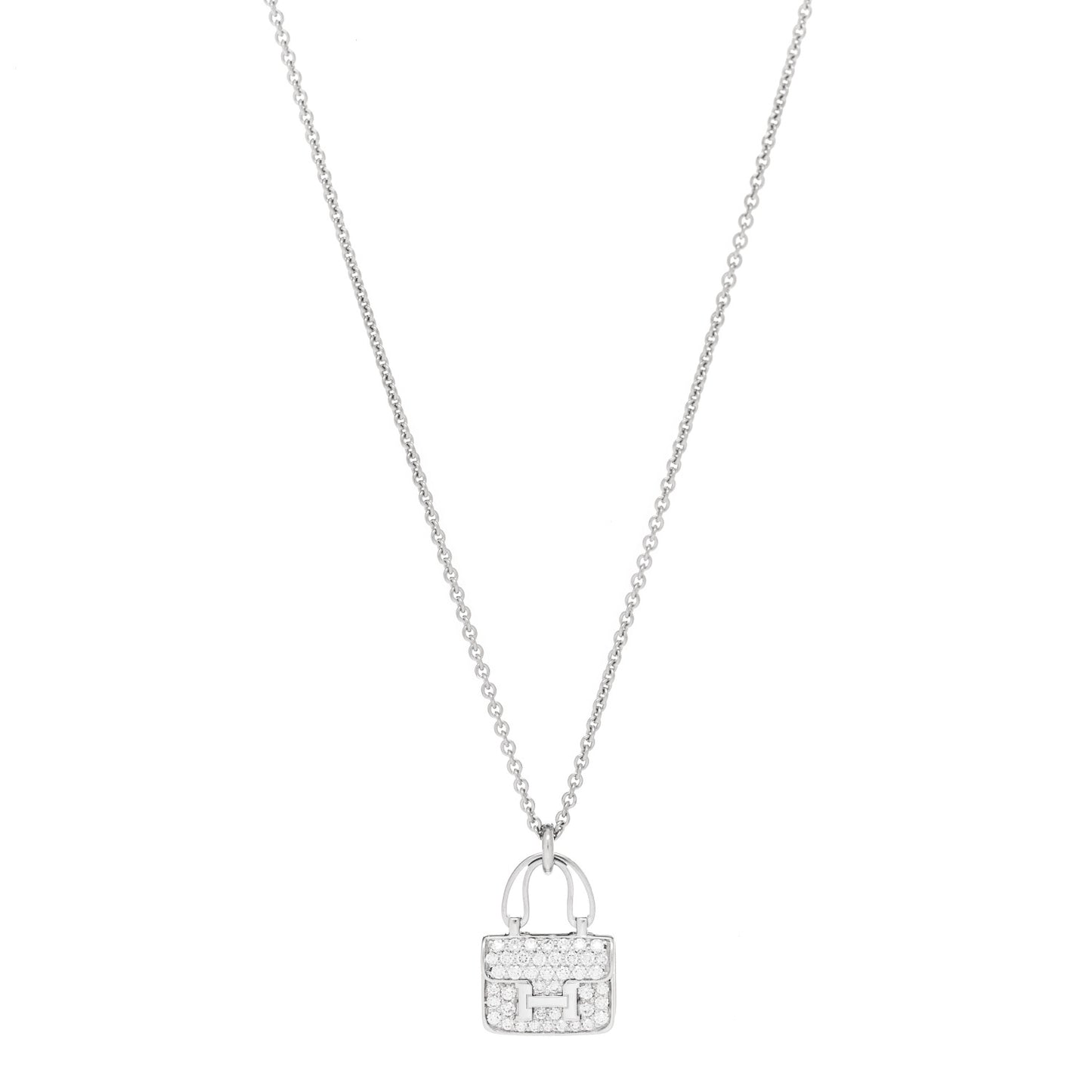 18K White Gold Diamond Constance Amulettes Pendant Necklace
