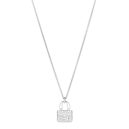Hermes 18K White Gold Diamond Constance Amulettes Pendant Necklace 1 of 5
