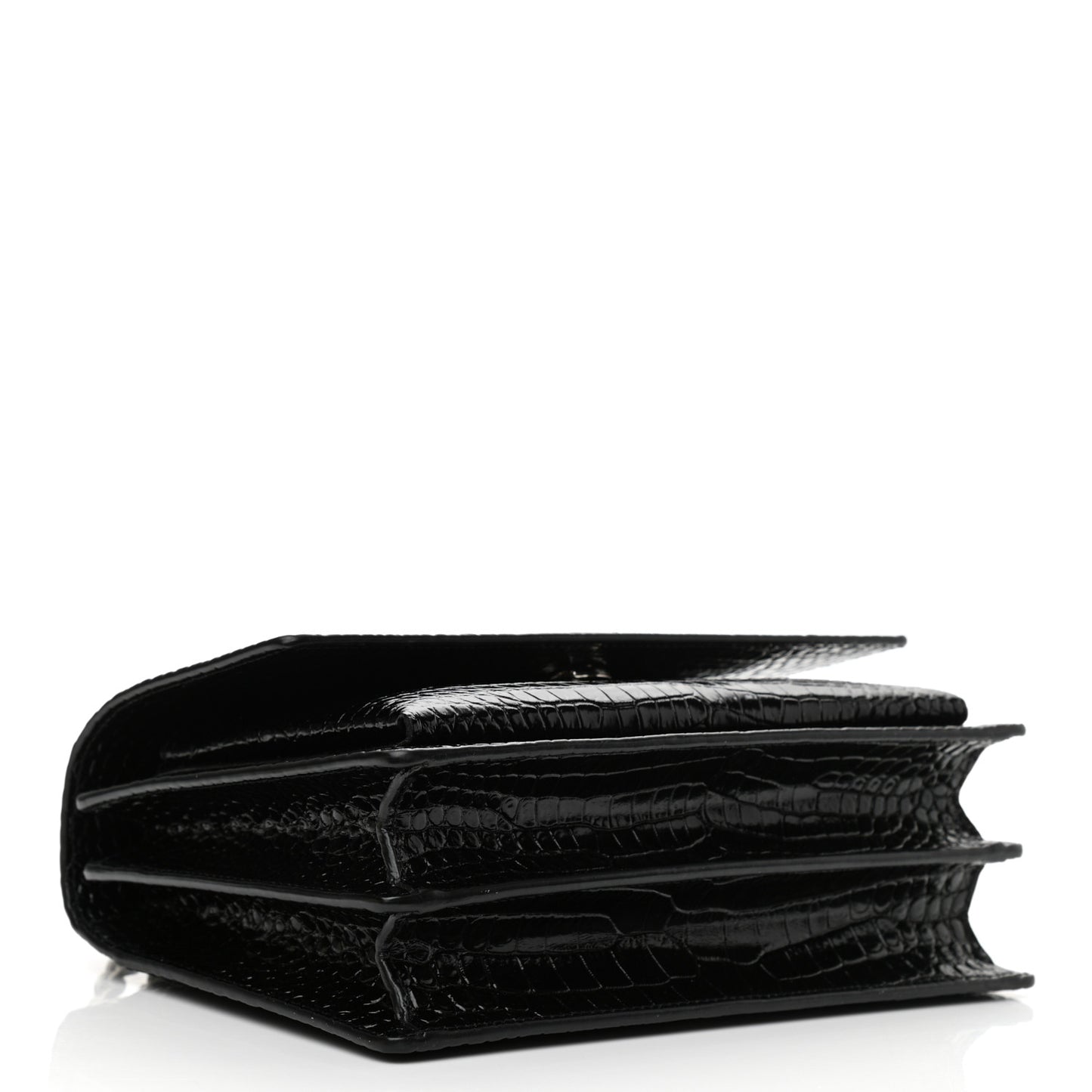 Calfskin Crocodile Embossed Medium Monogram Sunset Black