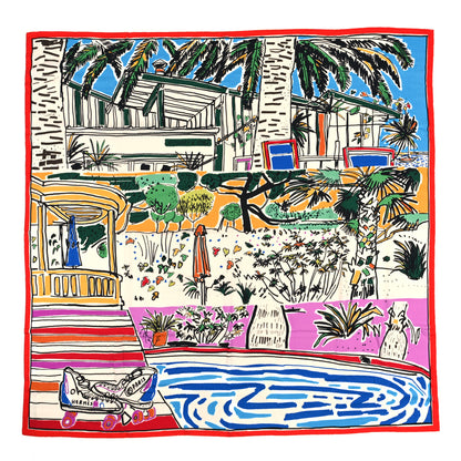 Hermes Cashmere Silk Rayures d'Ete Shawl 140 White Rouge Multicolor 1 of 3