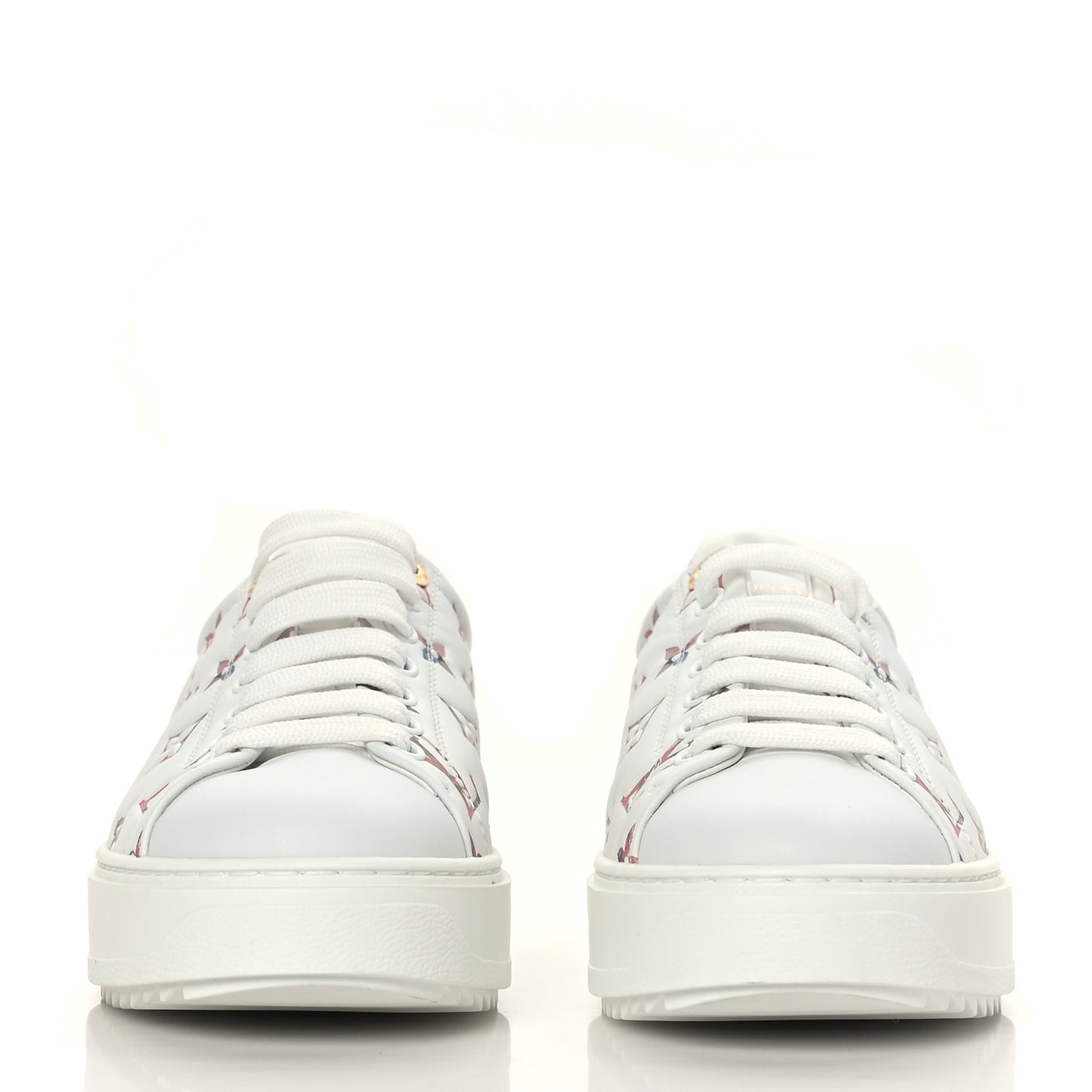 Lambskin Embossed Floral Monogram Time Out Sneakers 37 White