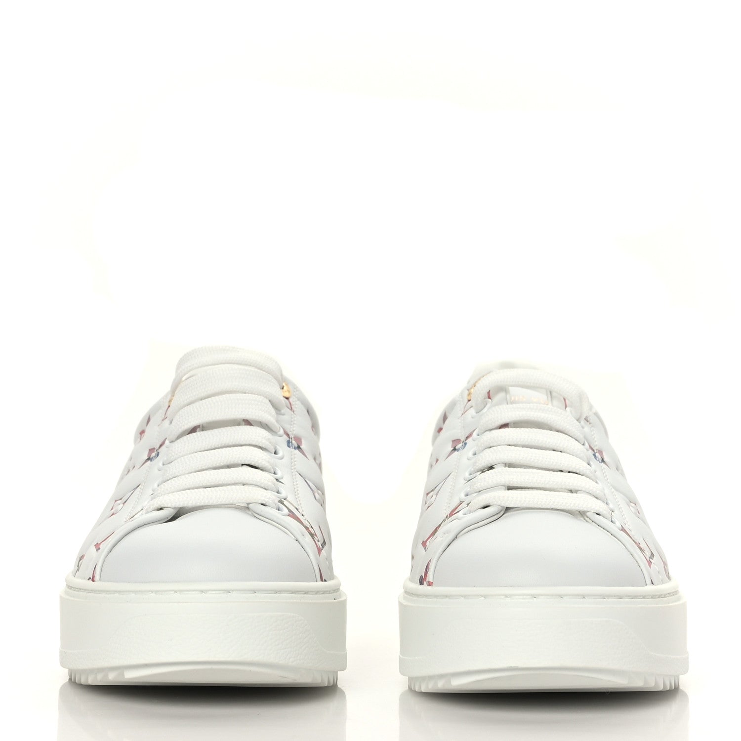 Louis Vuitton Lambskin Embossed Floral Monogram Time Out Sneakers 37 White 2 of 7