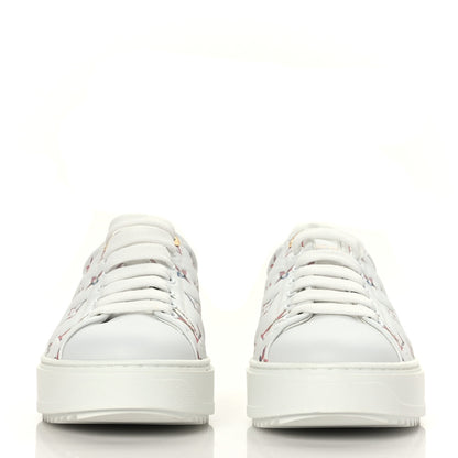 Louis Vuitton Lambskin Embossed Floral Monogram Time Out Sneakers 37 White 2 of 7