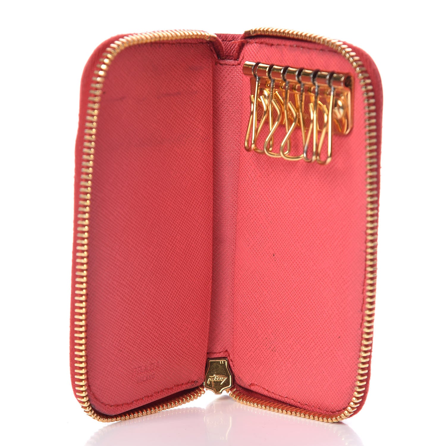 Prada Saffiano Metal Zip Around 6 Key Holder Ibisco 5 of 11