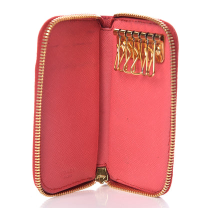 Prada Saffiano Metal Zip Around 6 Key Holder Ibisco 5 of 11