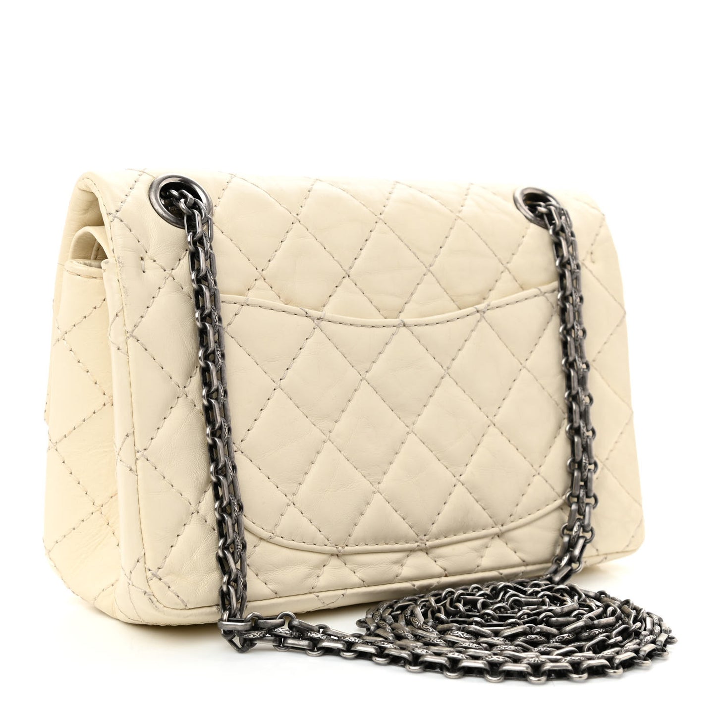 Aged Calfskin Quilted 2.55 Reissue Mini Flap White