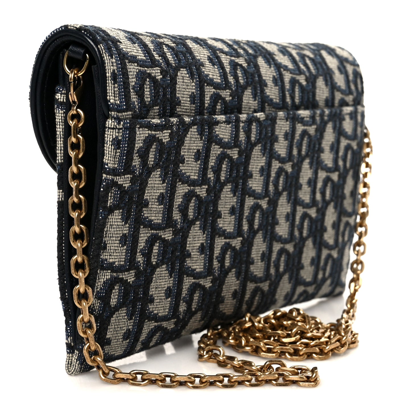 Oblique Saddle Chain Long Wallet Blue