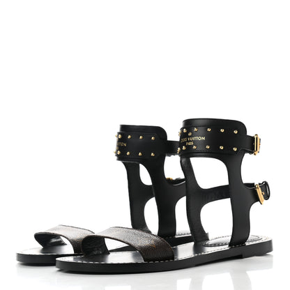 Louis Vuitton Calfskin Monogram Nomad Flat Sandals 38 Black 3 of 8