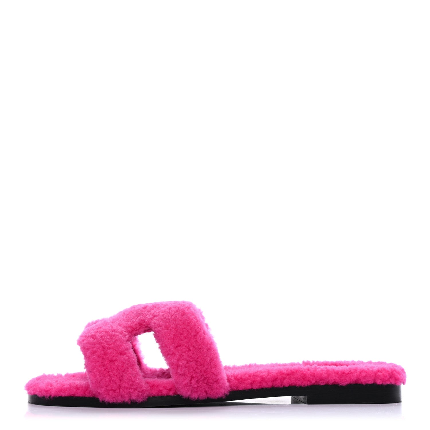 Hermes Woolskin Oran Sandals 37.5 Rose Fuchsia 1 of 7