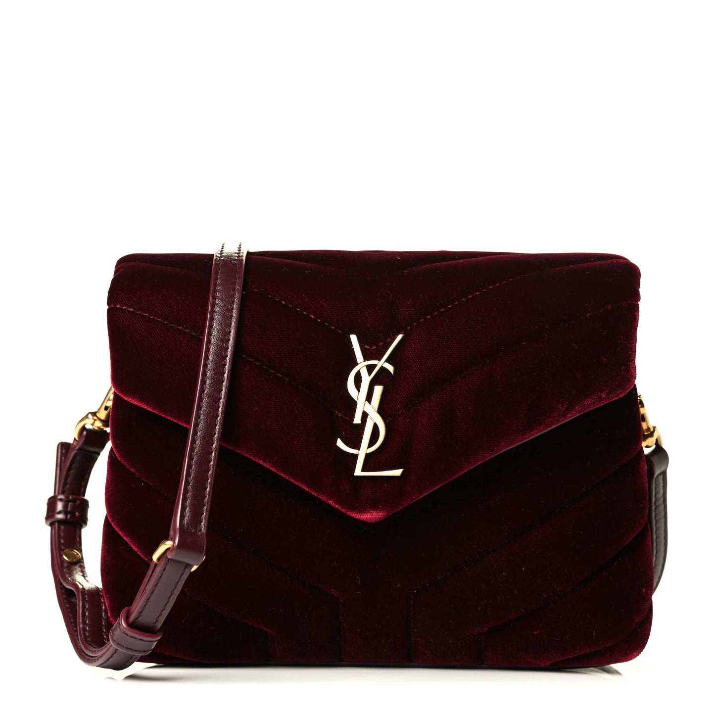 Velvet Y Quilted Monogram Toy Loulou Crossbody Bag French Burgundy