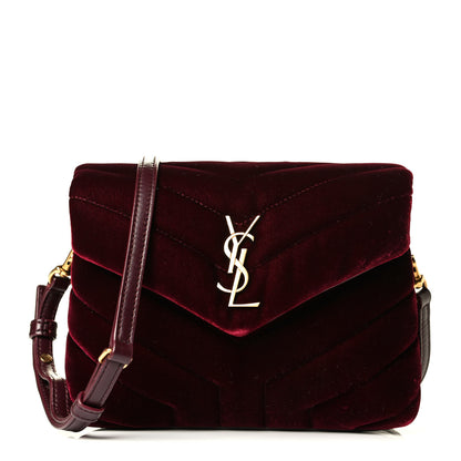 Saint Laurent Velvet Y Quilted Monogram Toy Loulou Crossbody Bag French Burgundy 1 of 8