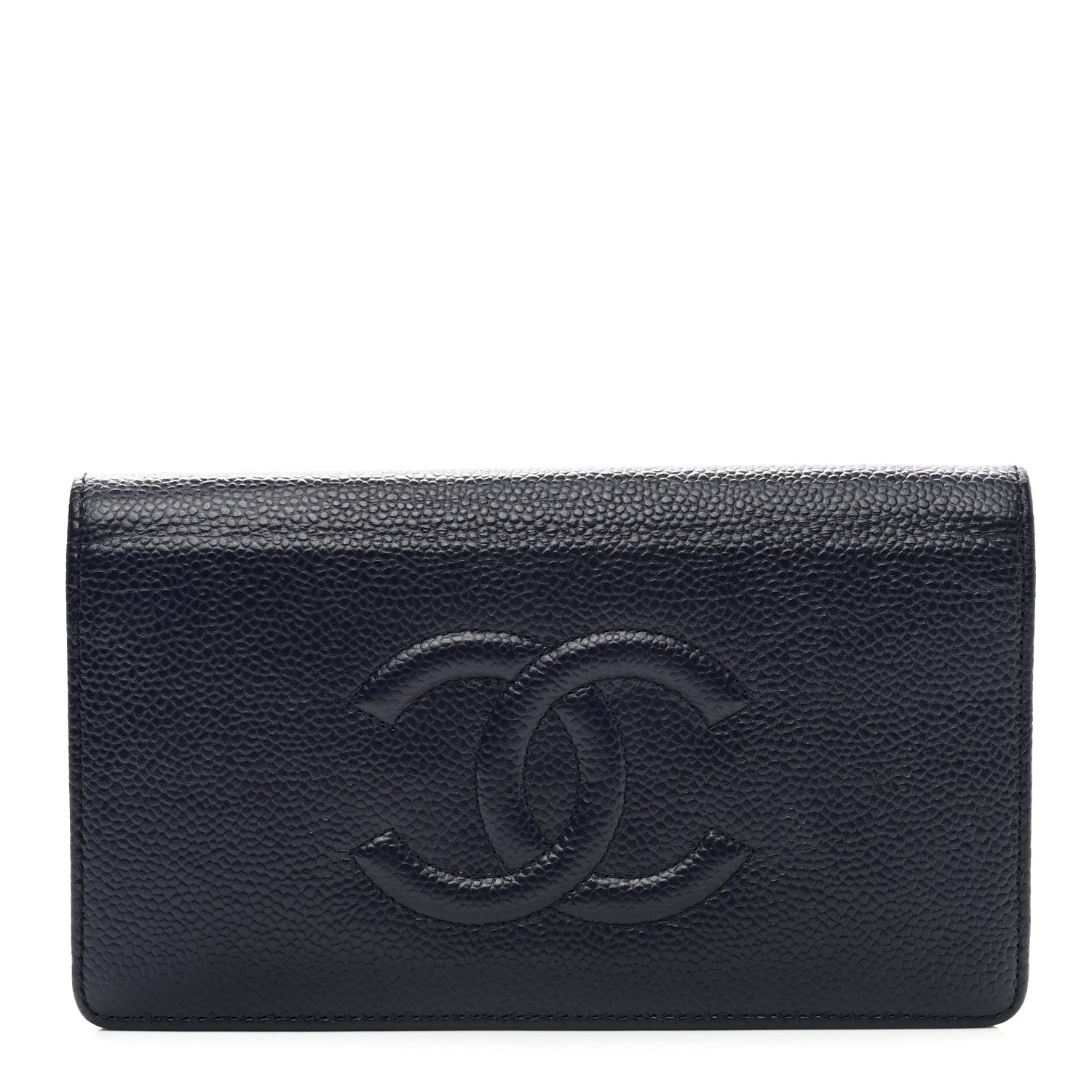 Chanel Caviar Timeless CC Yen Wallet Dark Blue 1 of 12