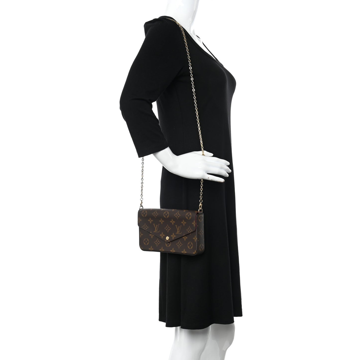 Monogram Pochette Felicie Chain Wallet Fuchsia