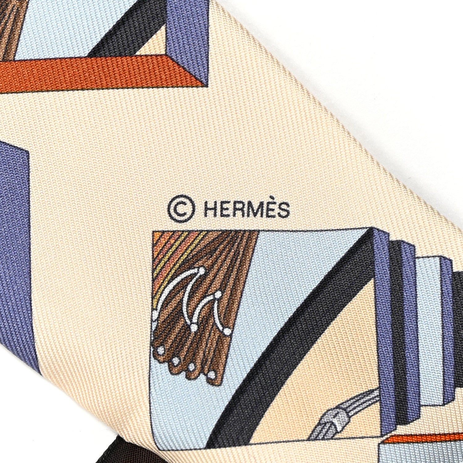 Hermes Silk Springs Springs Bague Twilly Ciel Creme Caramel 5 of 6